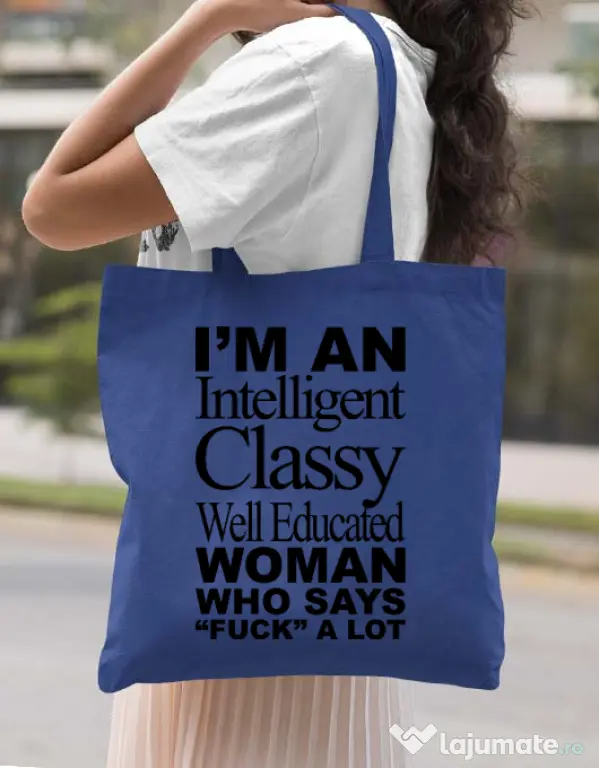 Sacosa din panza Classy Woman Albastru regal