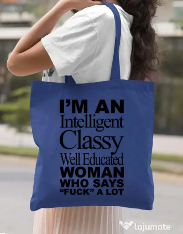 Sacosa din panza Classy Woman Albastru regal