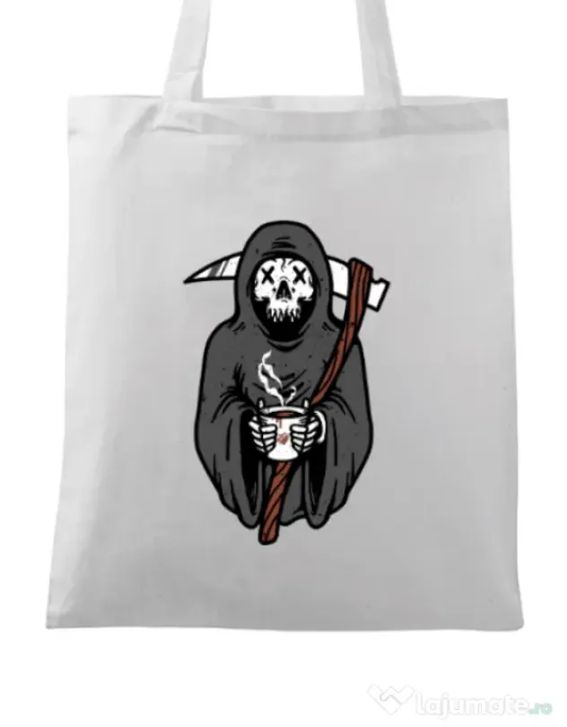 Sacosa din panza Coffee Reaper Alb