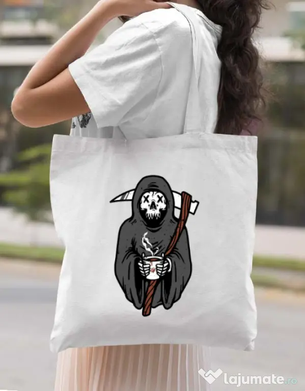 Sacosa din panza Coffee Reaper Alb