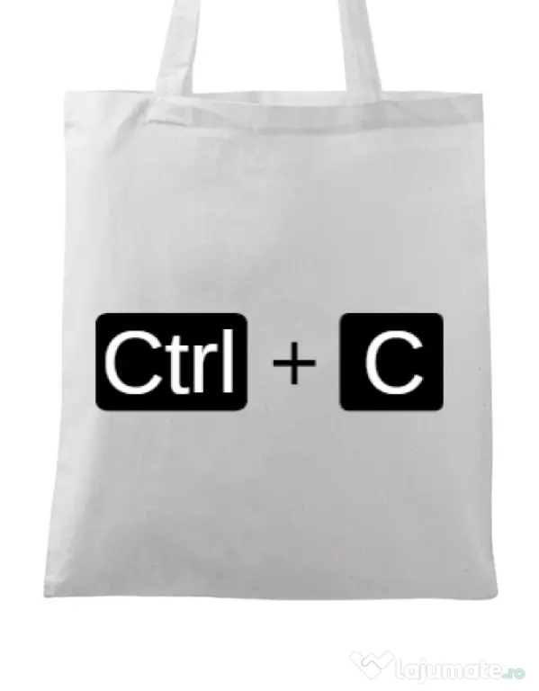 Sacosa din panza Ctrl Copy Alb