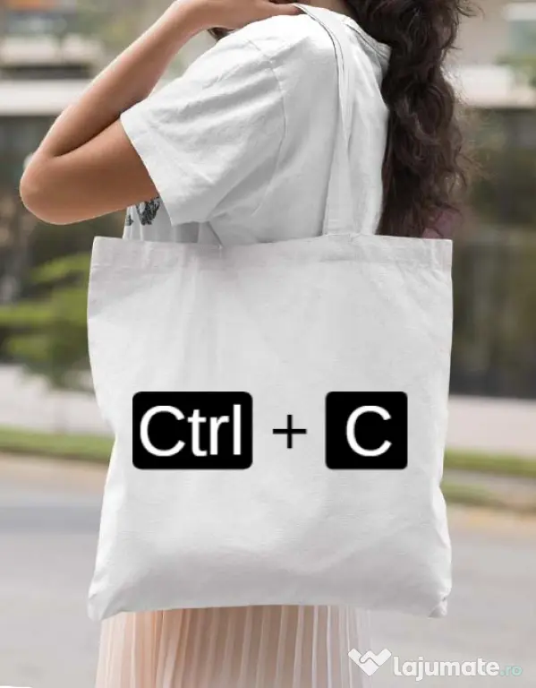 Sacosa din panza Ctrl Copy Alb