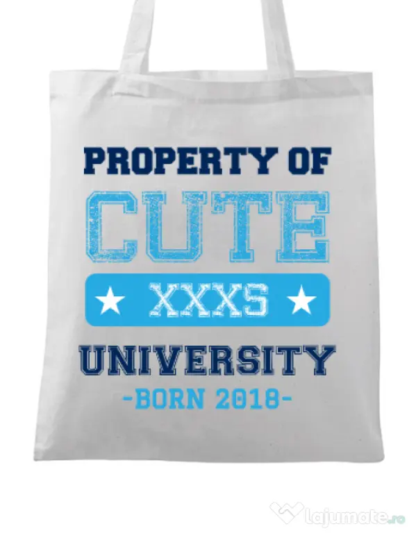 Sacosa din panza Cute university Alb