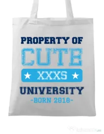 Sacosa din panza Cute university Alb