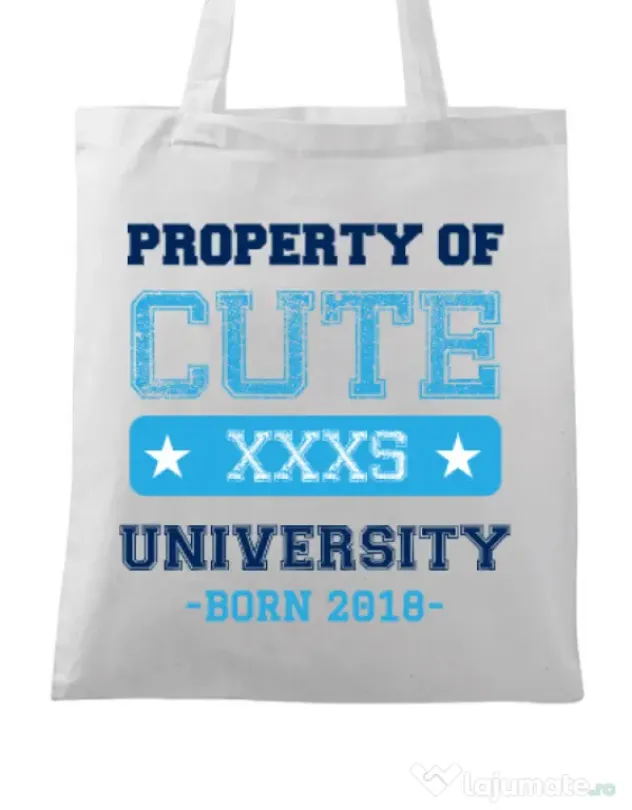 Sacosa din panza Cute university Alb