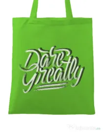 Sacosa din panza Dare Greatly Verde mar