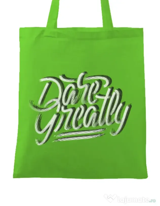 Sacosa din panza Dare Greatly Verde mar