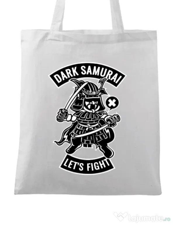 Sacosa din panza Dark samurai Alb