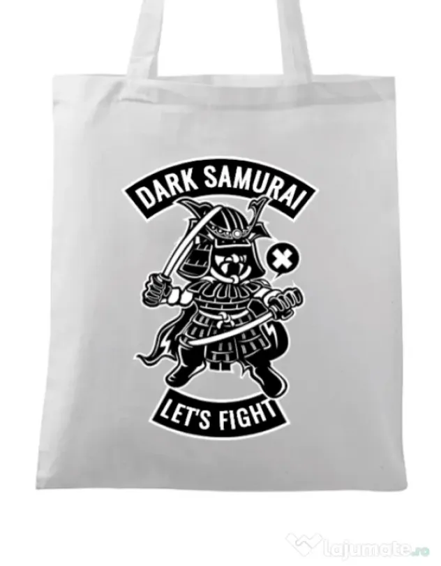 Sacosa din panza Dark samurai Alb