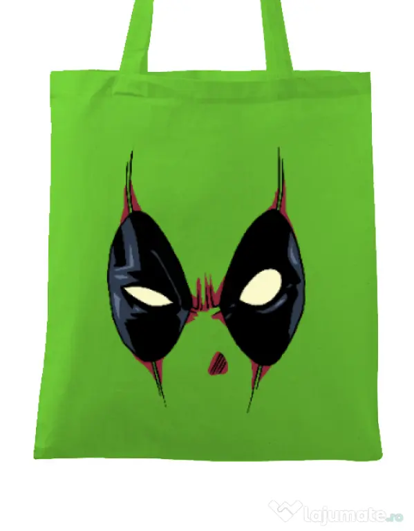 Sacosa din panza Deadpool mask Verde mar