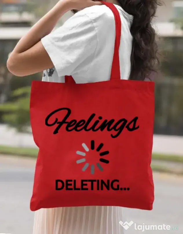 Sacosa din panza Deleting feelings Rosu