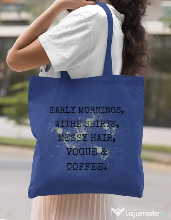 Sacosa din panza Early mornings Albastru regal