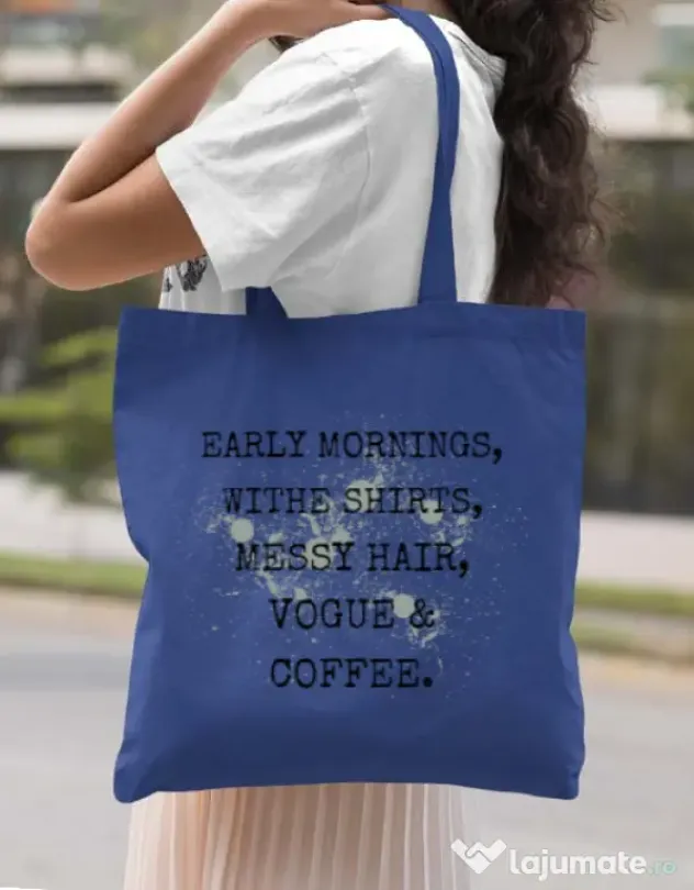 Sacosa din panza Early mornings Albastru regal