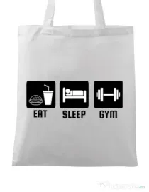Sacosa din panza Eat sleep gym Alb