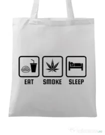 Sacosa din panza Eat smoke sleep Alb