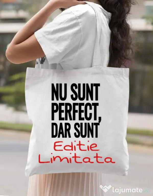 Sacosa din panza Editie limitata Alb