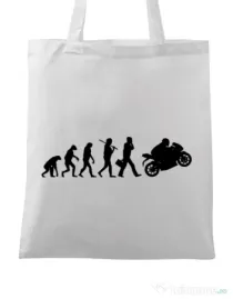 Sacosa din panza Evolution - motorcycle Alb