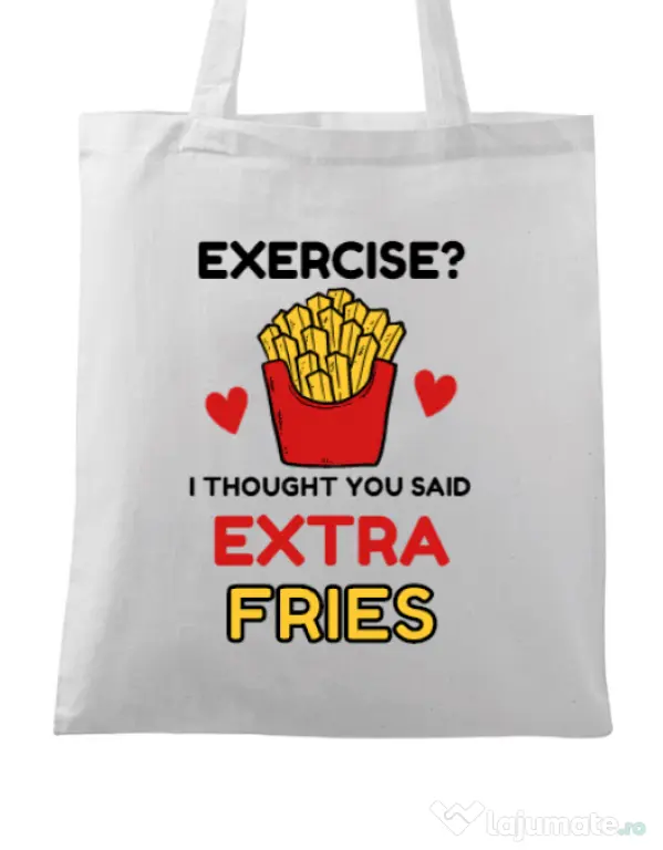Sacosa din panza Exercise extra fries Alb