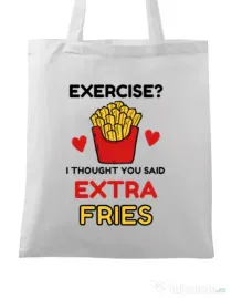 Sacosa din panza Exercise extra fries Alb