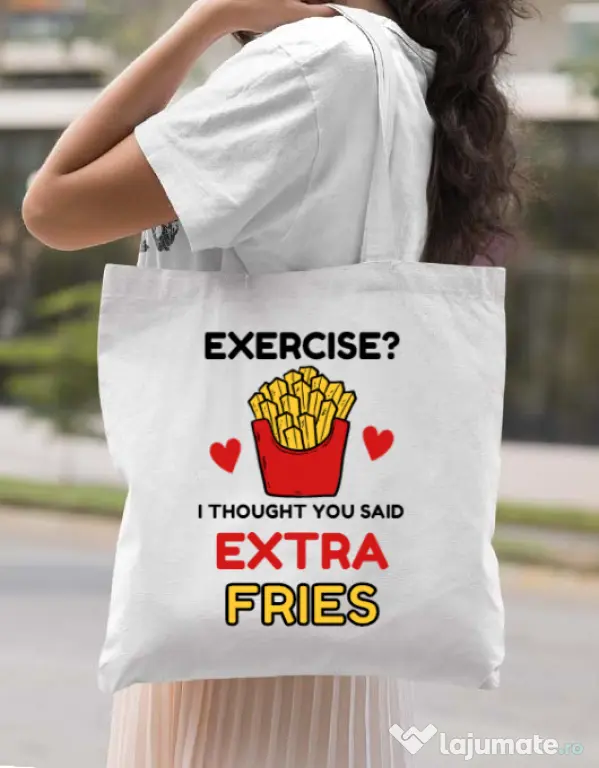 Sacosa din panza Exercise extra fries Alb