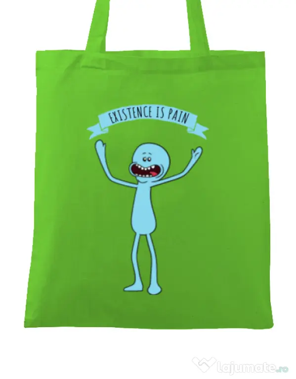 Sacosa din panza Existence is pain Verde mar