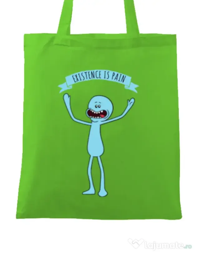 Sacosa din panza Existence is pain Verde mar