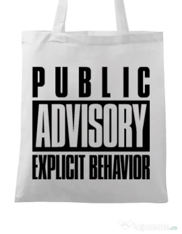 Sacosa din panza Explicit behavior Alb