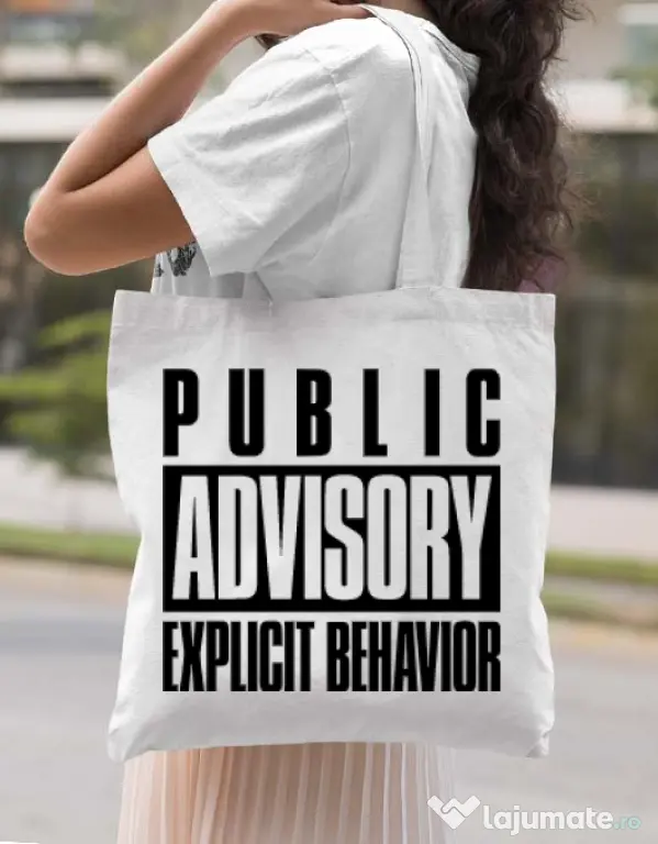 Sacosa din panza Explicit behavior Alb