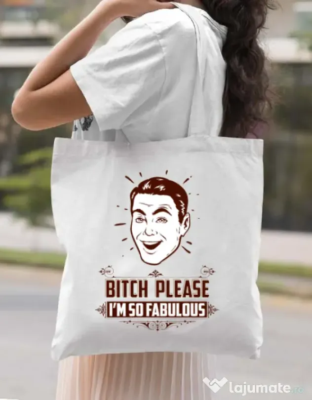 Sacosa din panza Fabulous Alb