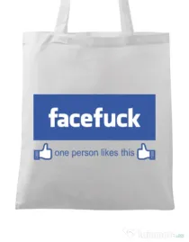 Sacosa din panza Facefuck Alb
