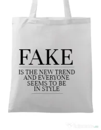 Sacosa din panza Fake is the new trend Alb