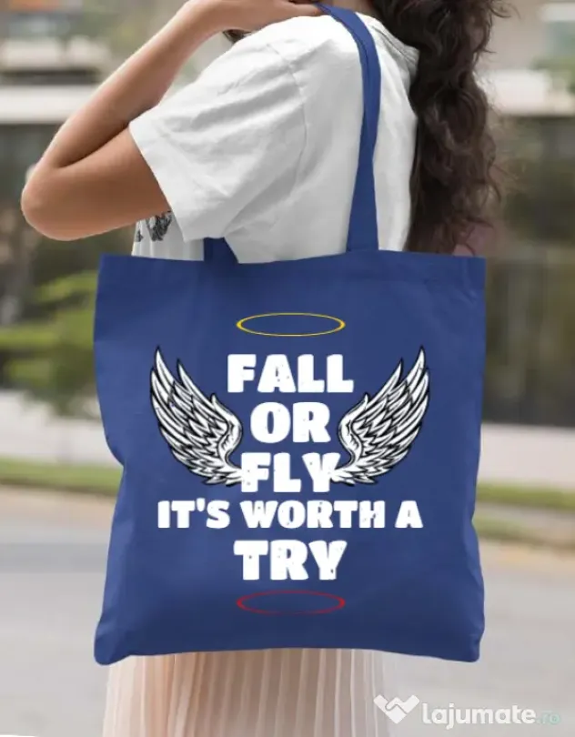 Sacosa din panza Fall or fly Albastru regal
