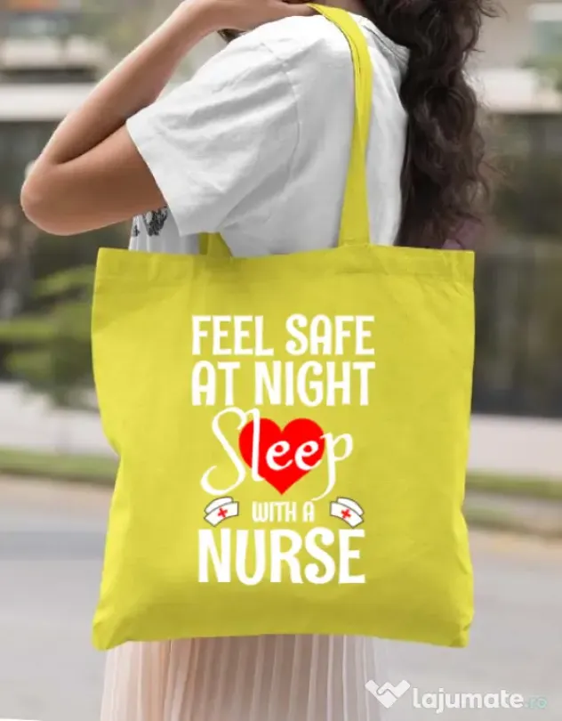 Sacosa din panza Feel safe at night Galben