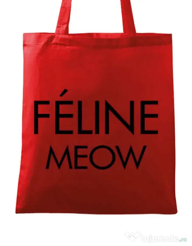Sacosa din panza Feline meow Rosu