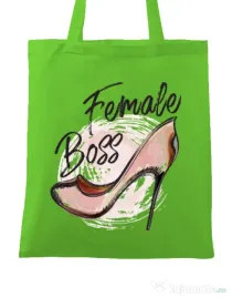 Sacosa din panza Female boss Verde mar