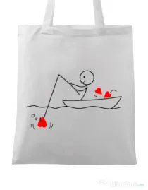 Sacosa din panza Fishing for love 1 Alb