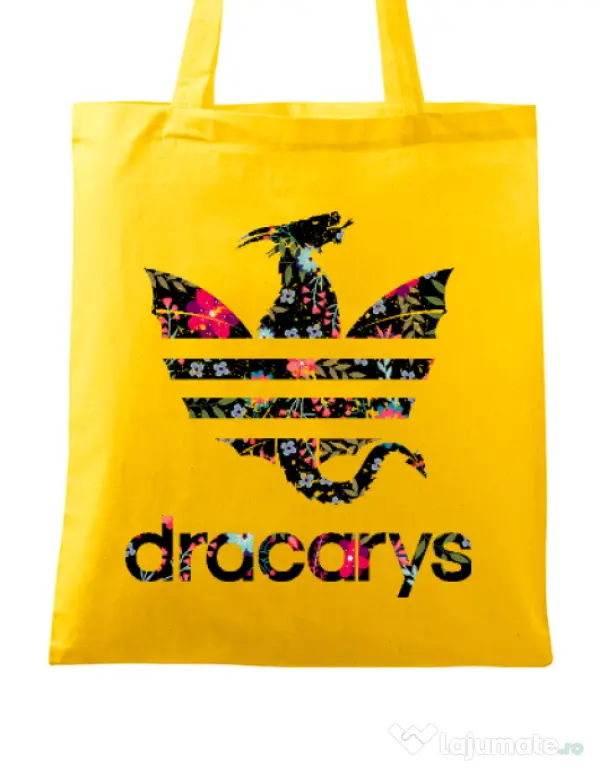 Sacosa din panza Flower dracarys Galben