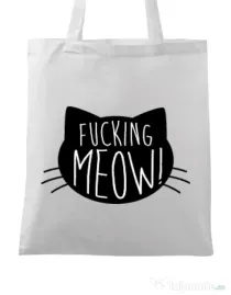 Sacosa din panza Fucking meow Alb
