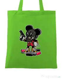Sacosa din panza Gangsta Mouse Verde mar