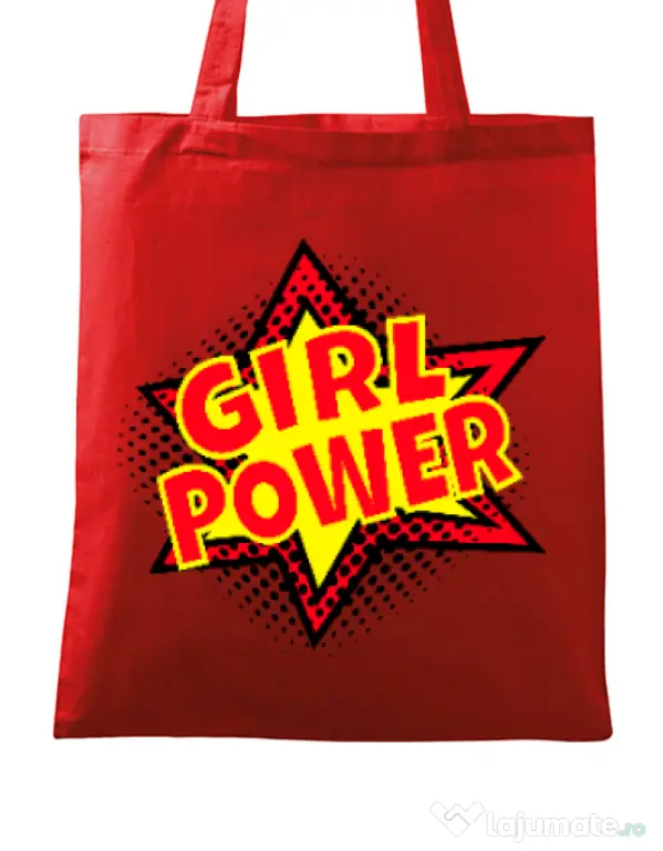Sacosa din panza Girl power Rosu
