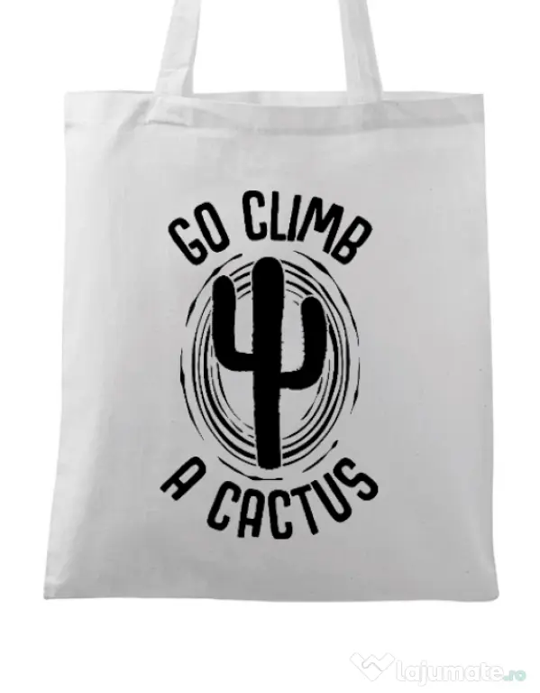 Sacosa din panza Go climb a cactus Alb