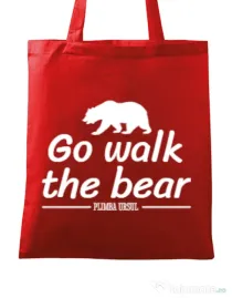 Sacosa din panza Go walk the bear Rosu