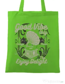 Sacosa din panza Good Vibe Only Verde mar