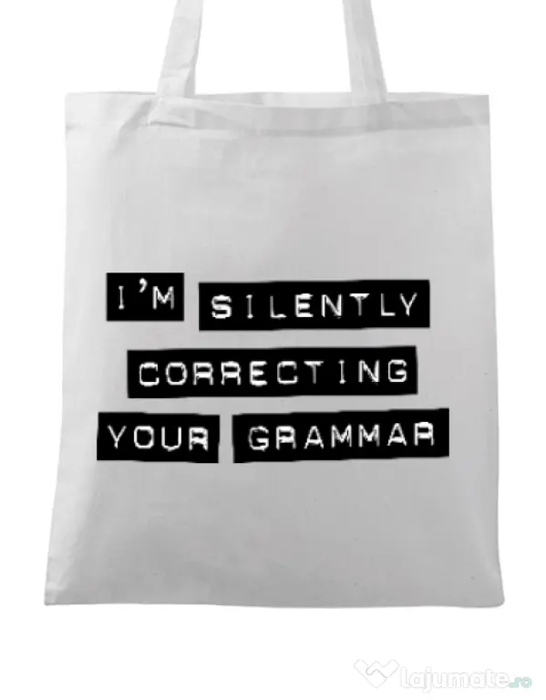 Sacosa din panza Grammar nazi Alb