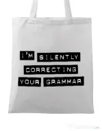 Sacosa din panza Grammar nazi Alb