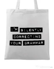 Sacosa din panza Grammar nazi Alb