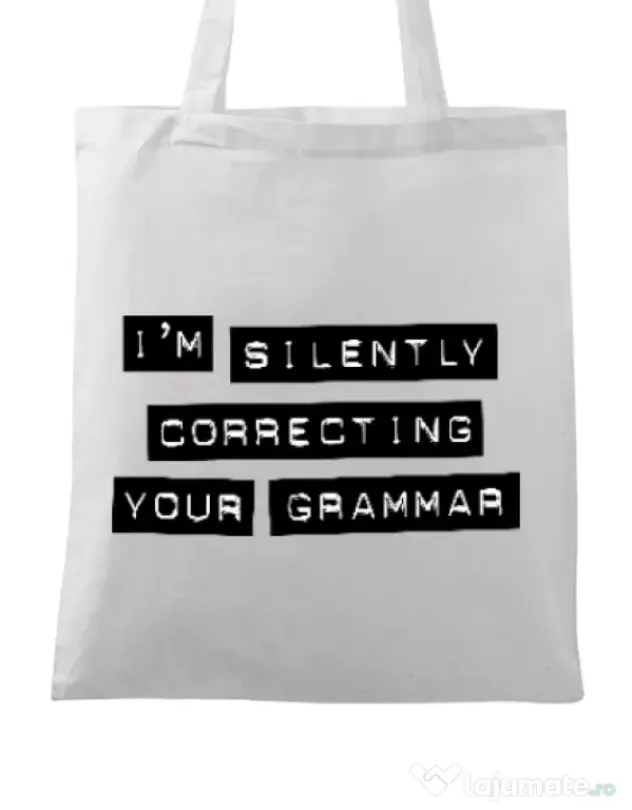 Sacosa din panza Grammar nazi Alb