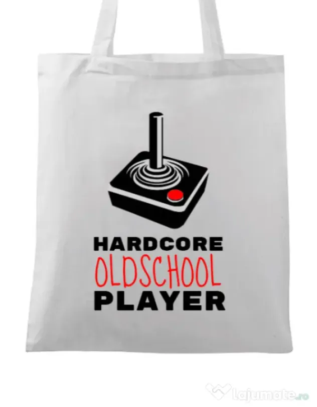 Sacosa din panza Hardcore player Alb
