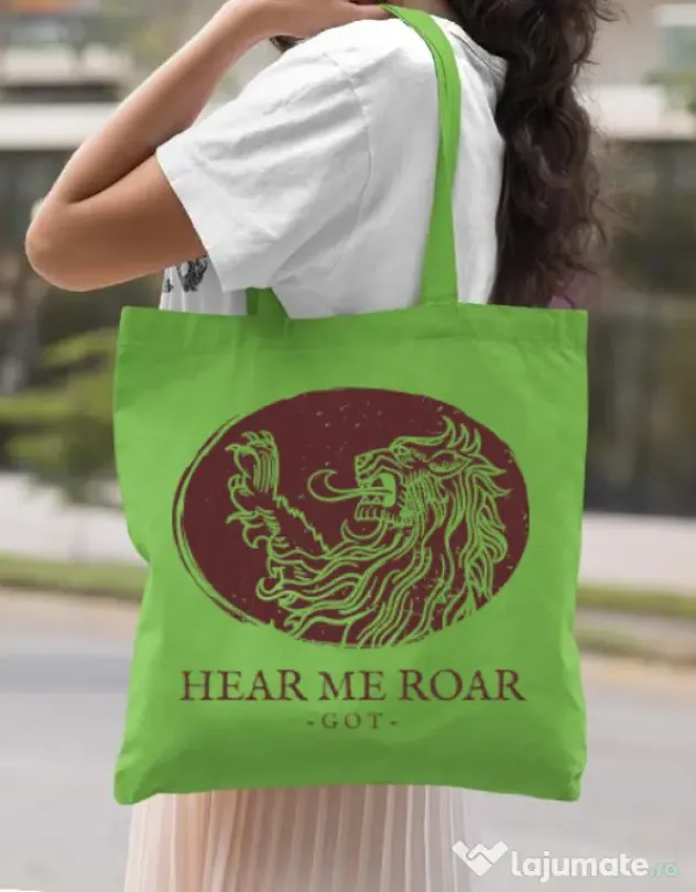 Sacosa din panza Hear me roar Verde mar