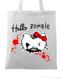 Sacosa din panza Hello zombie Alb